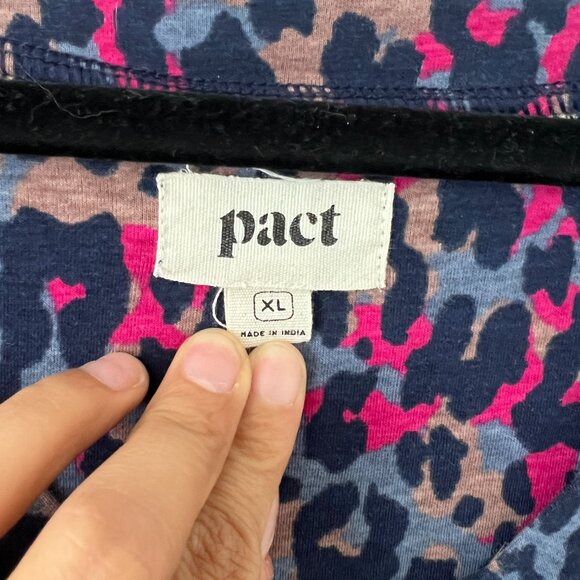 Pact Sz XL Leopard Jumpsuit Animal Print Organic Cotton Sustainable Straight Leg - Picture 2 of 12